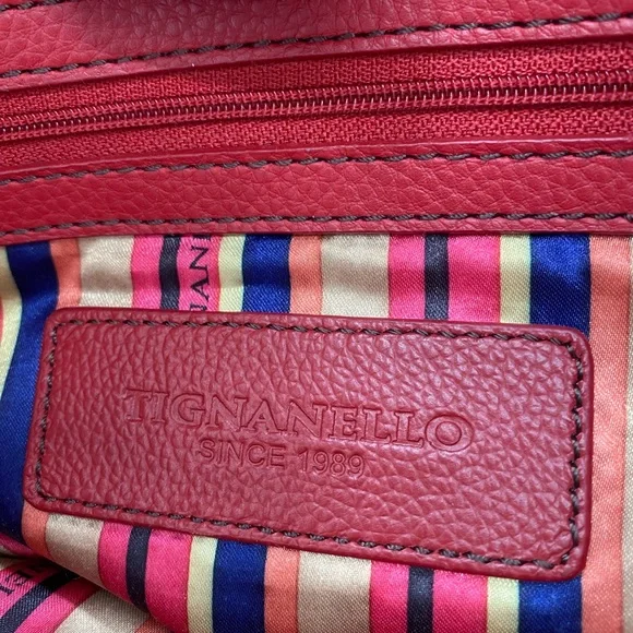 Tignanello Red Leather Shoulder Bag - Picture 5 of 9